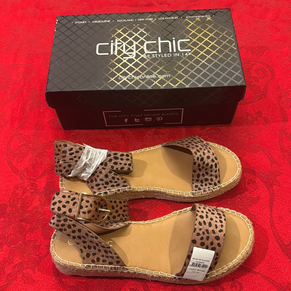 NEW CITY CHIC ESPADRILLE PLATFORM spotty animal, leopard print )$79 NEW